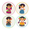 Set de 4 Portavasos de PVC Muñecas trajes típicos
