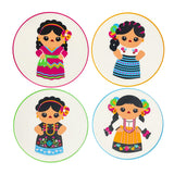 Set de 4 Portavasos de PVC Muñecas trajes típicos
