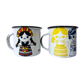 Duo pocillo peltre blanco muñecas