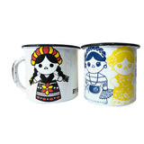 Duo pocillo peltre blanco muñecas